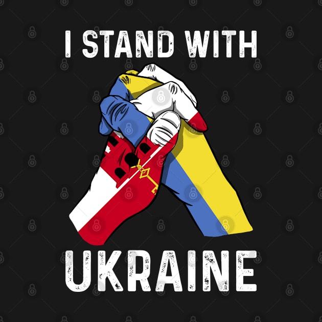 I Stand With Ukraine Gibraltar and Ukraine Flags Holding Hands by BramCrye