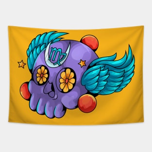 virgo Skull zodiac sign Tapestry