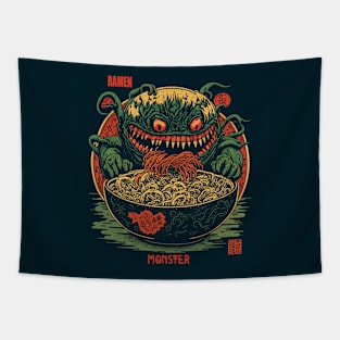 Ramen monster in vintage Japanese style Tapestry