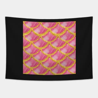 Mermaid Pattern Gold pink Tapestry