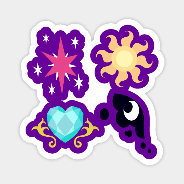 My little Pony - The Four Princesses of Equestria Cutie Mark Magnet by ariados4711