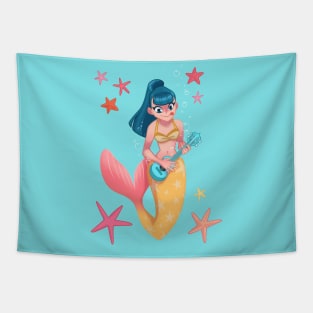 mermaid ukulele Tapestry