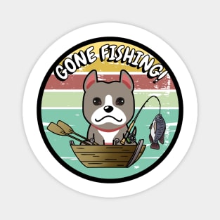 Cute grey dog has gone fishing Magnet