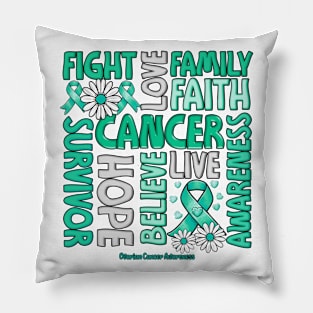 Ovarian Cancer Awareness Awareness - Fight love survivor ribbon Pillow