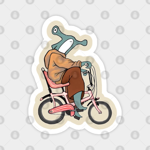 Hammerhead Shark Ridding a Banana Bike Magnet by KikoeART