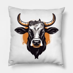 Cow head illustration Pillow