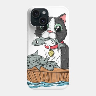 Cute Funny Cat Eat Fish Fishing Gift Phone Case