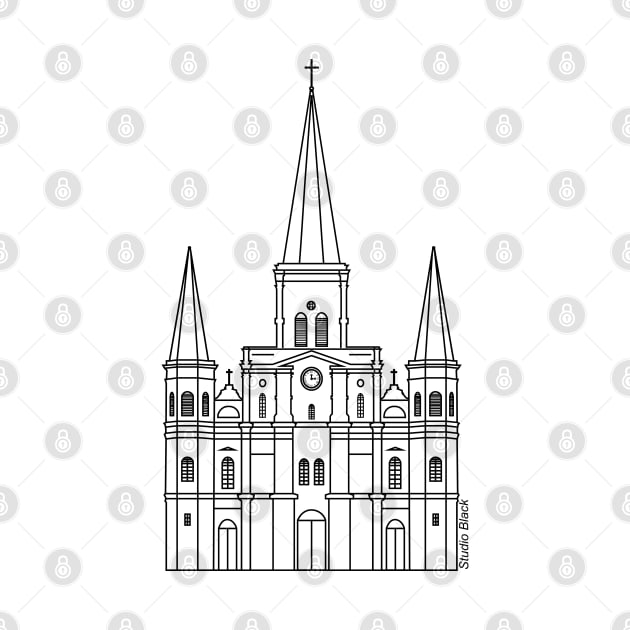 New Orleans St. Louis Cathedral Minimalist Black Outline by Little Shop of Nola