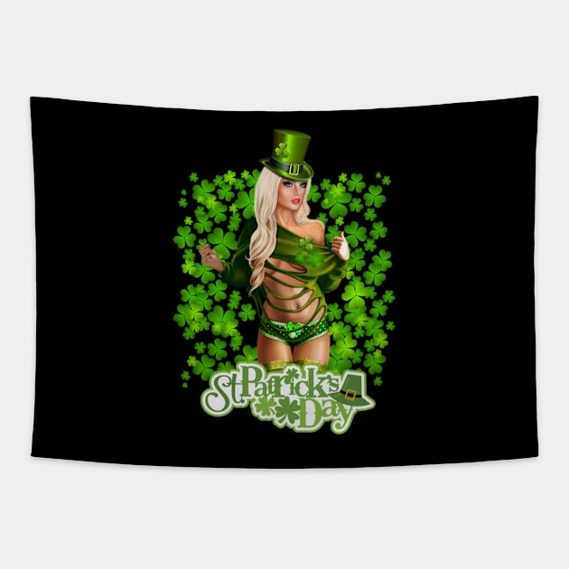 St Patricks Day Girl Anime women dress Tapestry by Pannolinno