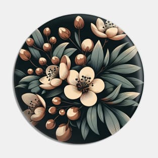 Olive Floral Illustration Pin