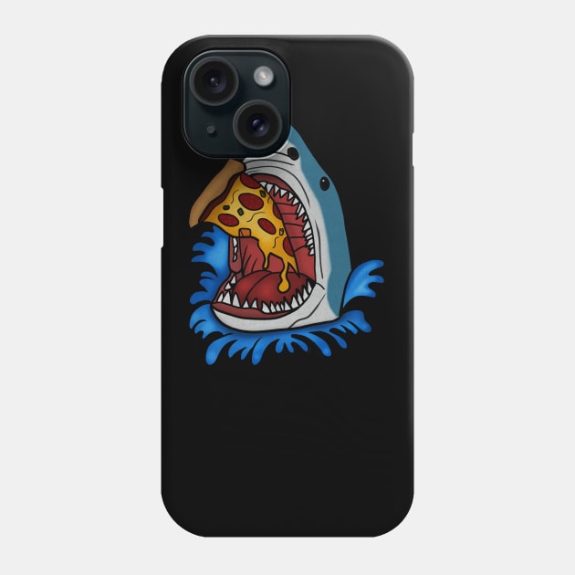 Shark Eating Pizza, Funny Pizza Lover Phone Case by dukito