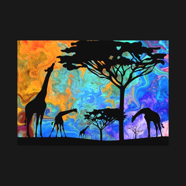 African Sunset Animals Wildlife Nature by druidwolfart