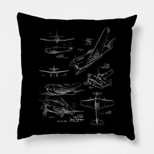 Aircraft Design 1940s Patent Image Pillow