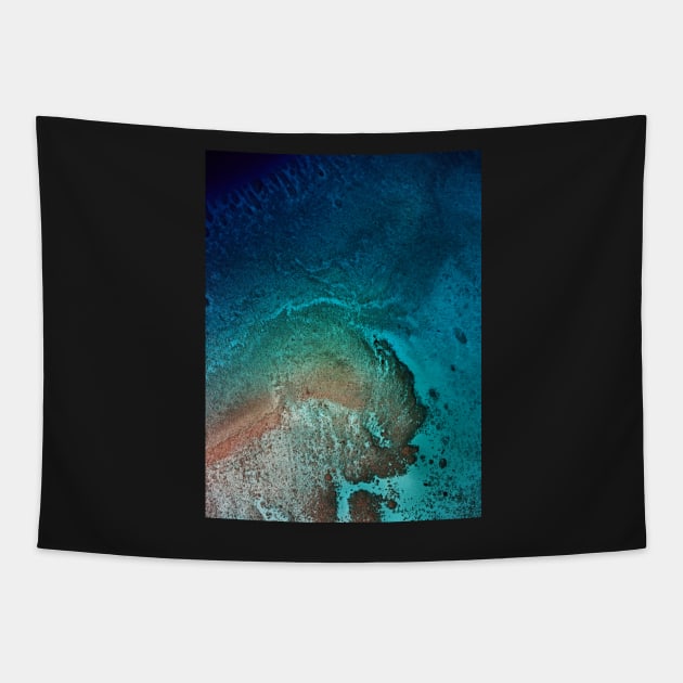 Coral swirl at Cocos atoll. Aerial. Tapestry by Cocos-Blue