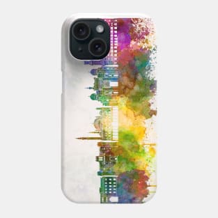 Alexandria skyline in watercolor background Phone Case