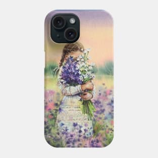 Girl with a bouquet Phone Case