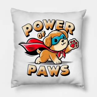 Cute cartoon dog with superhero cape Pillow