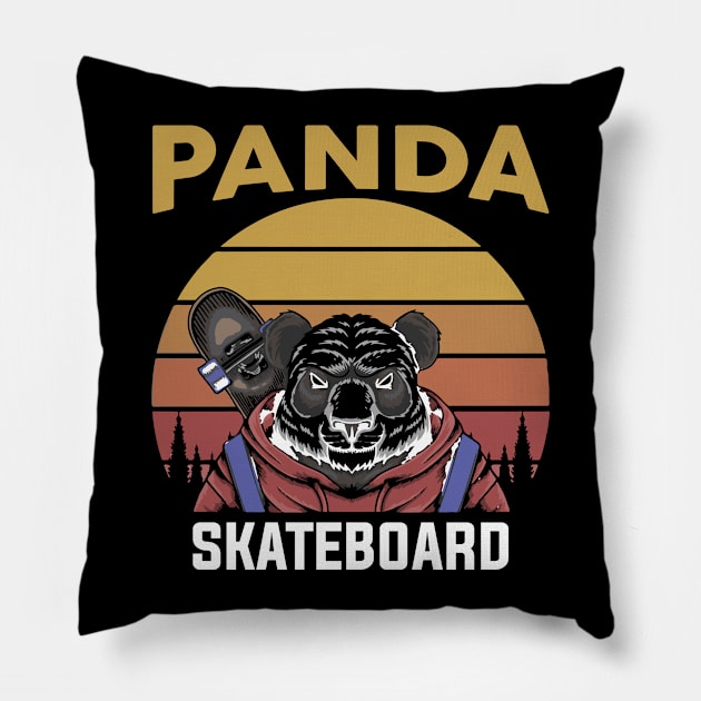 PANDA SKATEBOARD Pillow by Ebazar.shop