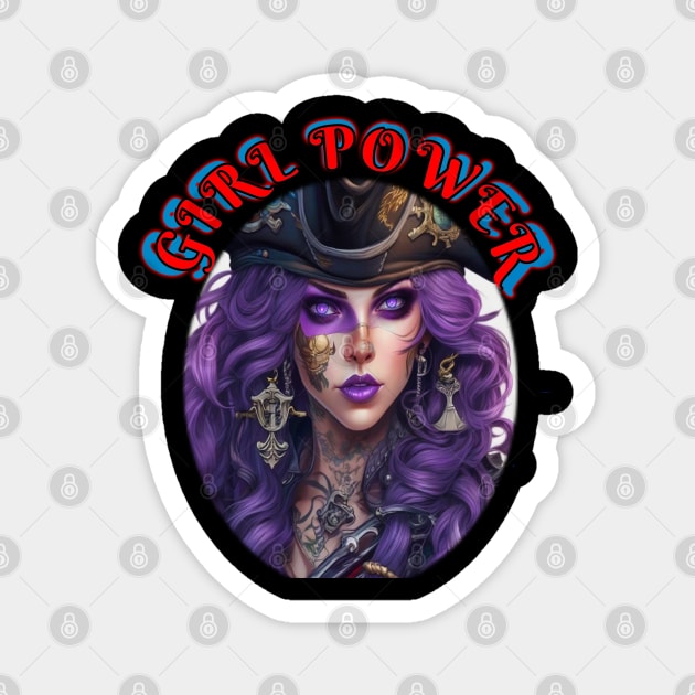 Girl power purple haired pirate Magnet by sailorsam1805