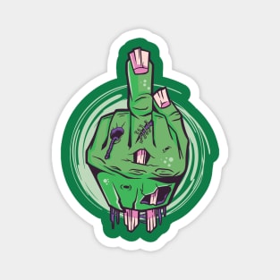 Zombie Hand Flipping Off Magnet