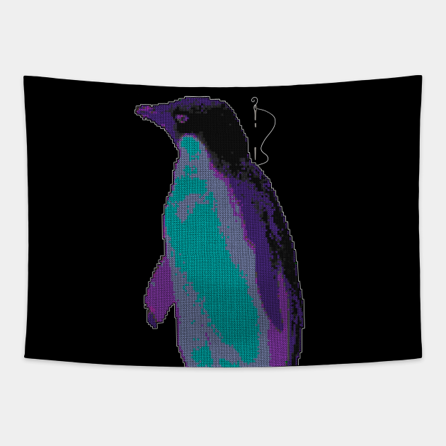Cross Stitch Penguin - Penguin - Tapestry | TeePublic