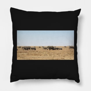 Elephant Herd, Serengeti, Tanzania Pillow