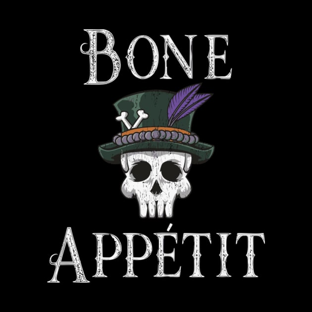 New Orleans Theme Voodoo Skull Bone Appetit Pun by Weirdcore