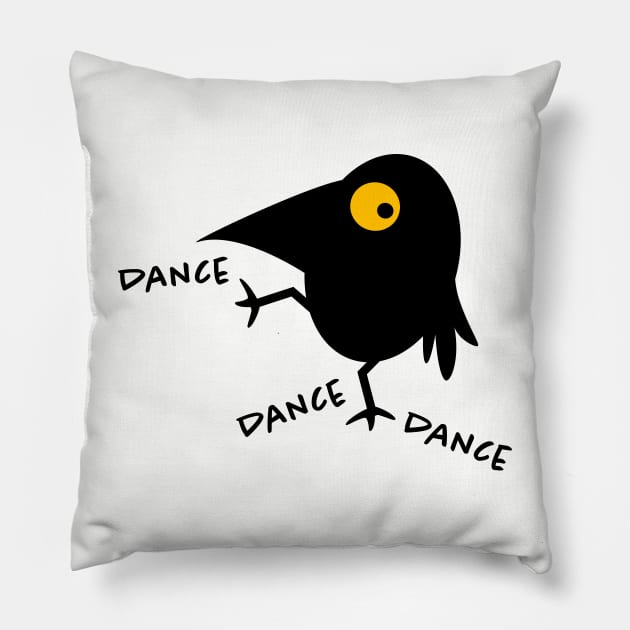 Dancing raven is partying Pillow by spontania