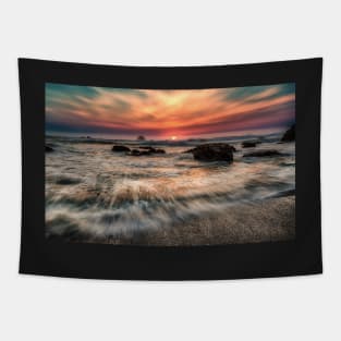 Sunset at a Rocky Beach Tapestry