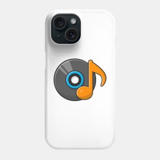 Vinyl Disk Music with Tune and Note of Music Cartoon Vector Icon Illustration (2) Phone Case