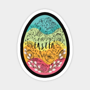 egg in pastel colors adorned with black folk patterns Magnet