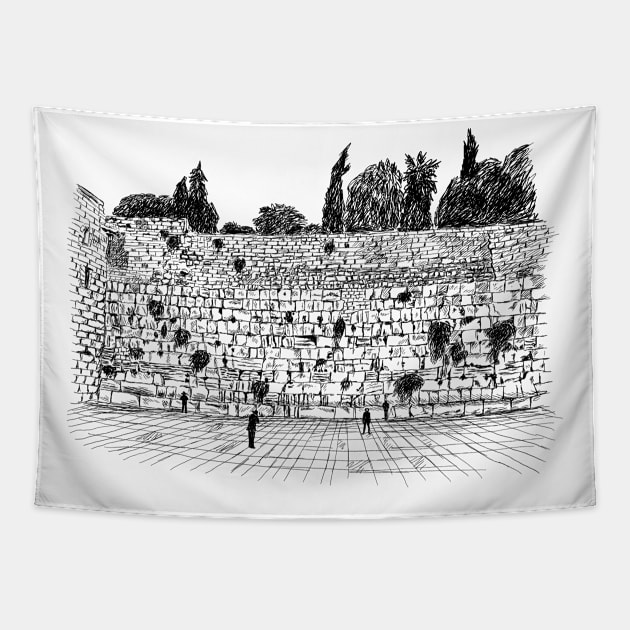 The western wall Tapestry by rachelsfinelines