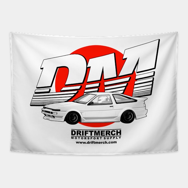 Drift Merch Motorsport Supply DM Logo AE86 with Japan Flag - Light Tapestry by driftmerch