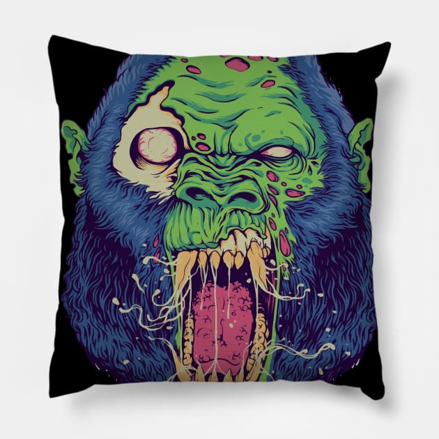 Zombie Martian green Gorilla attack Pillow by SpaceWiz95
