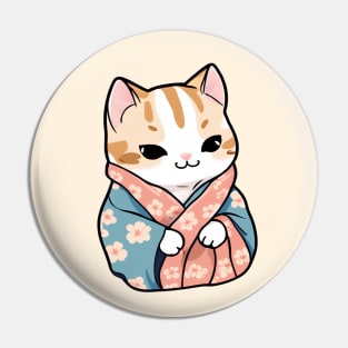 Cute cat in a kimono Pin