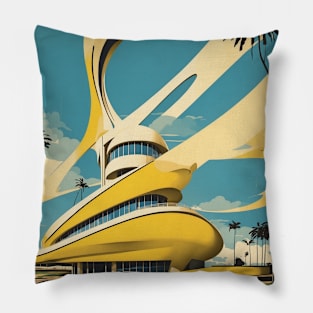 Museu Oscar Niemeyer Curitiba Brazil Vintage Tourism Travel Poster Pillow