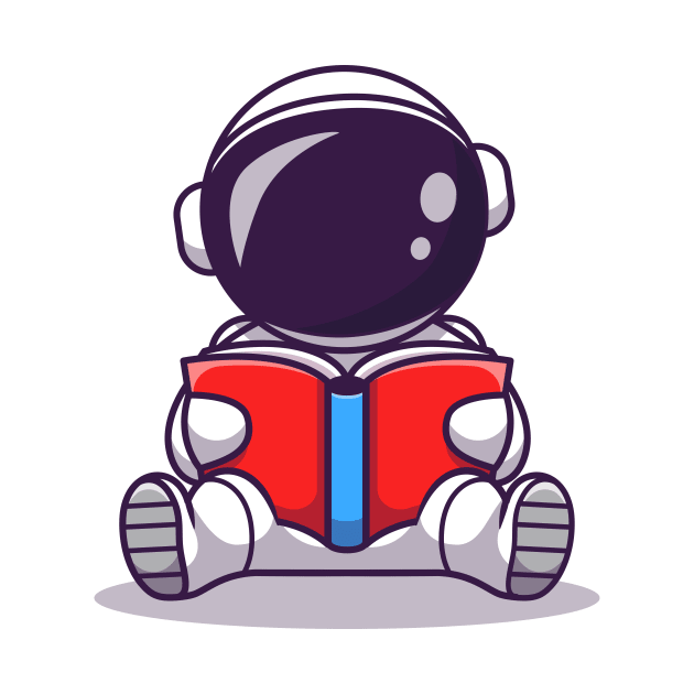 Cute Astronaut Reading Book Cartoon by Catalyst Labs