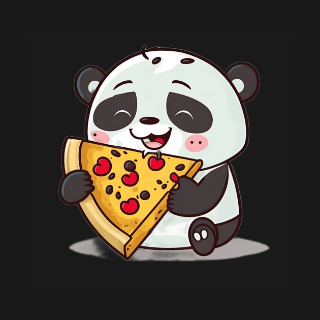Cute Cartoon Panda Eating Pizza Funny Kawaii by kiddo200