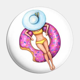 Pink donut girl Pin