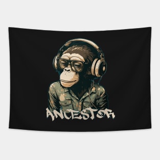 Chimpanzee Ancestor, lowbrow style 2 Tapestry