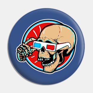 3D Glasses Skull Pop Art Ave Pin