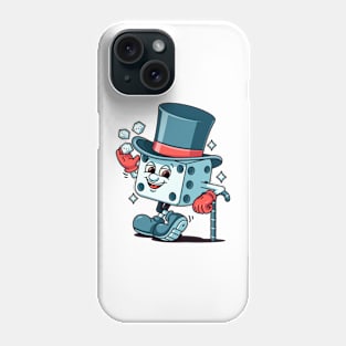 Dice with tophat cartoon mascot Phone Case