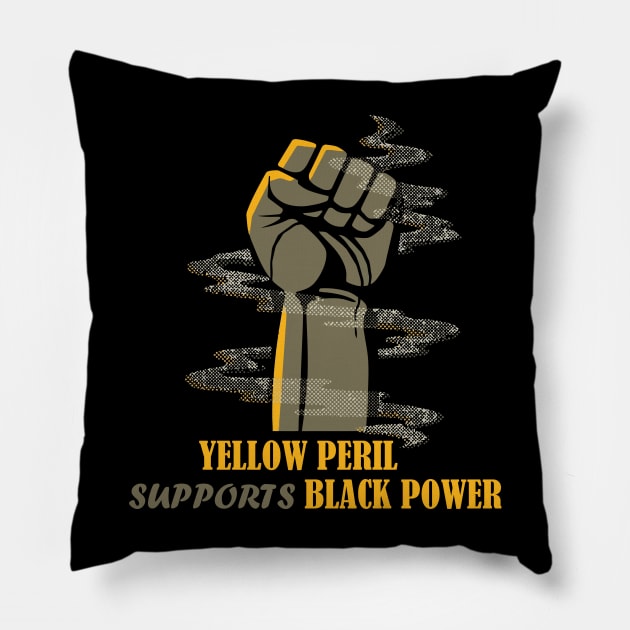 Yellow Peril Supporth Black Power Pillow by RedLineStore