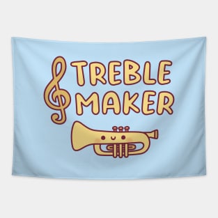 Cute Trumpet, Treble Maker Funny Music Pun Tapestry