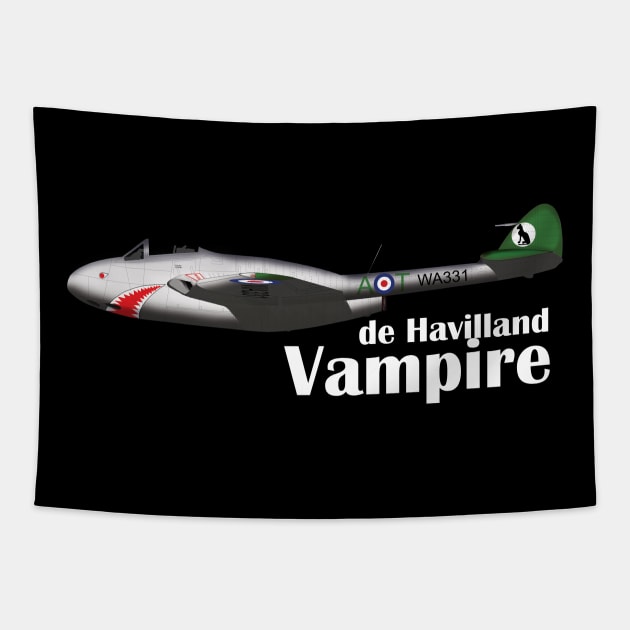 de Havilland Vampire FB.5 Tapestry by BearCaveDesigns