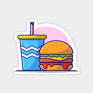 Burger And Soda Cartoon Vector Icon Illustration (4) Magnet