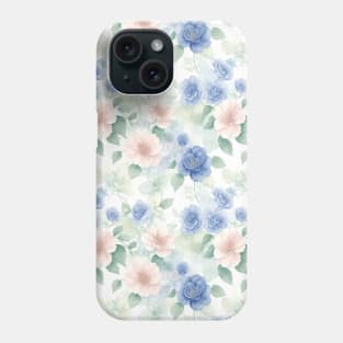 Watercolor Pink And Navy Roses Flower Art Phone Case