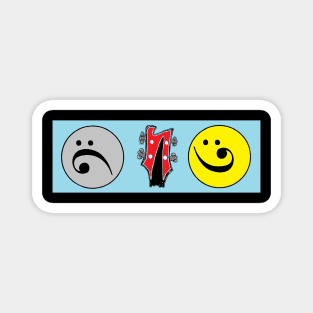 Bass Guitar Clef smiley and sad By LowEndGraphics Magnet