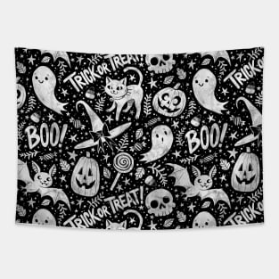 Spooky Cute Halloween Black Tapestry