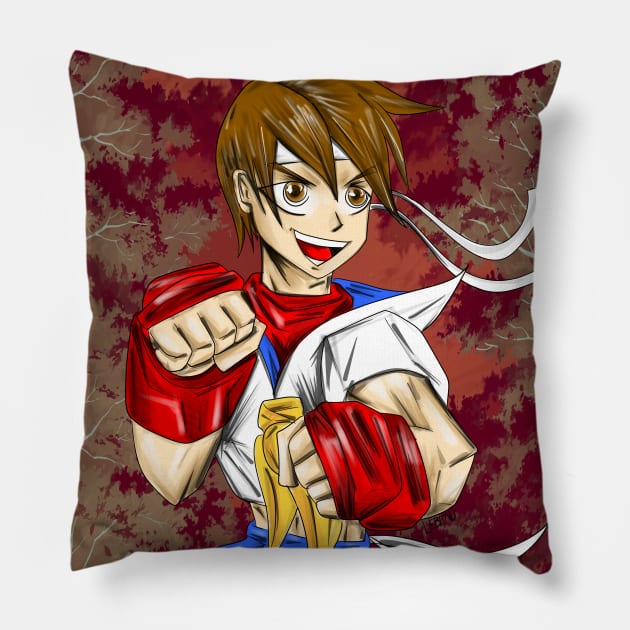 sakura blossom in street fighter Pillow by jorge_lebeau